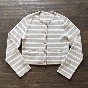 Abercrombie & Fitch Tan and Cream Striped Cardigan